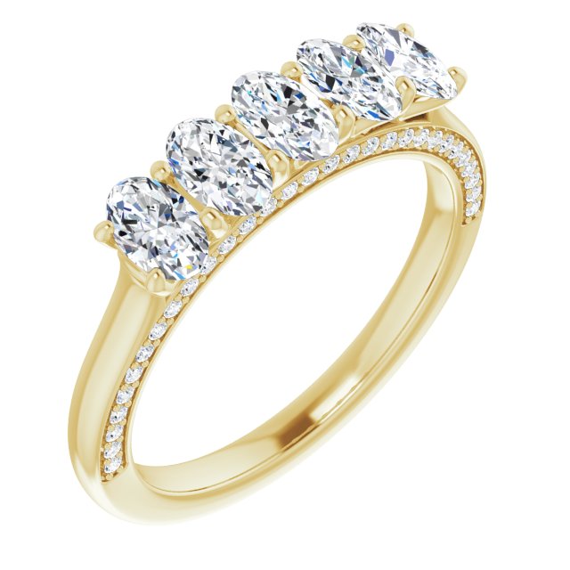 1.29 ct. Oval and Round Cut Diamond Wedding Band 5 Stone Anniversary Ring-VIRABYANI